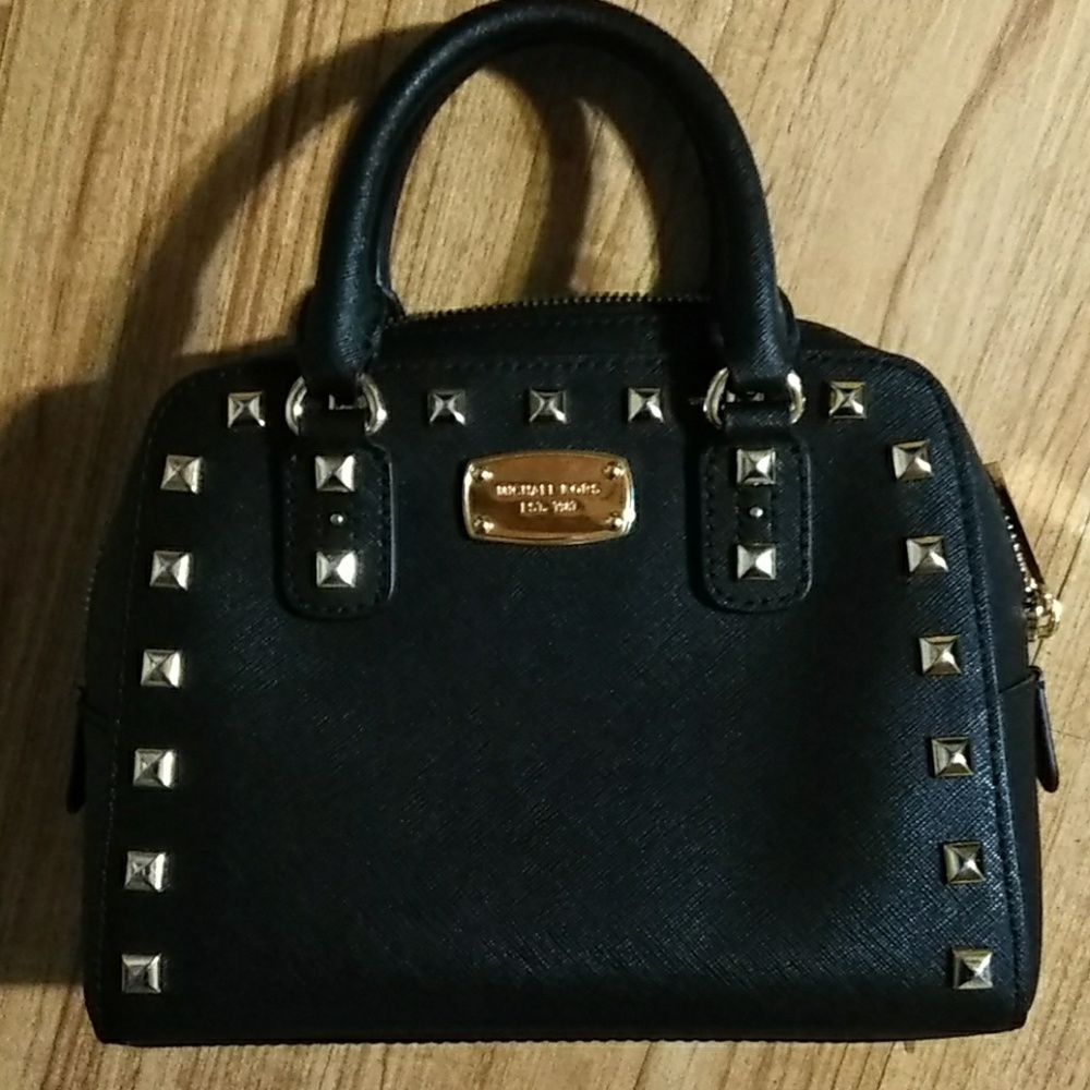 Michael kors black saffiano mini studed satchel